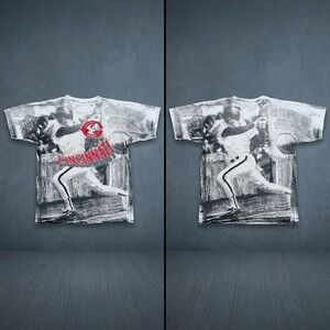 Vintage 1990 Cincinnati Reds All Over Print T-Shirt Large Artex Jostens MLB